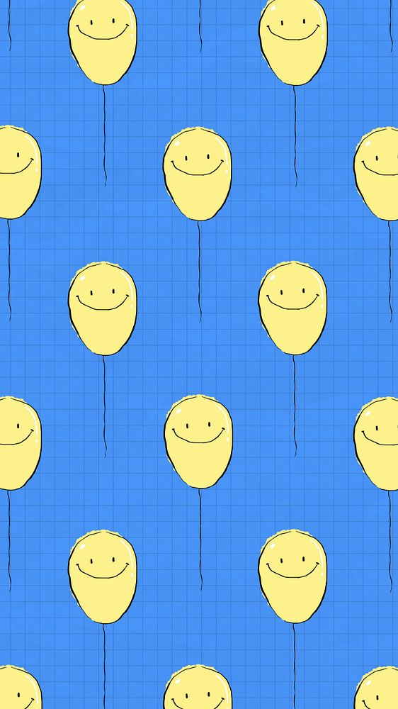 Happy balloon, blue iPhone wallpaper, customizable background design