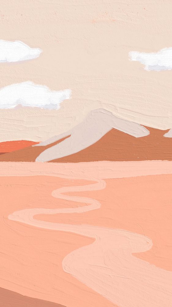 Cute desert mobile wallpaper, editable aesthetic remix design