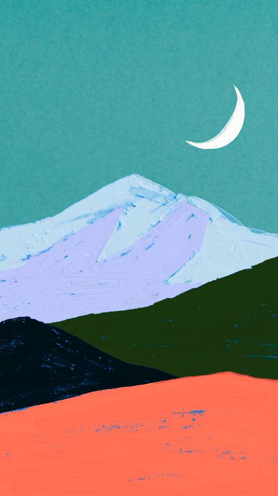 Abstract mountains mobile wallpaper, editable aesthetic remix design