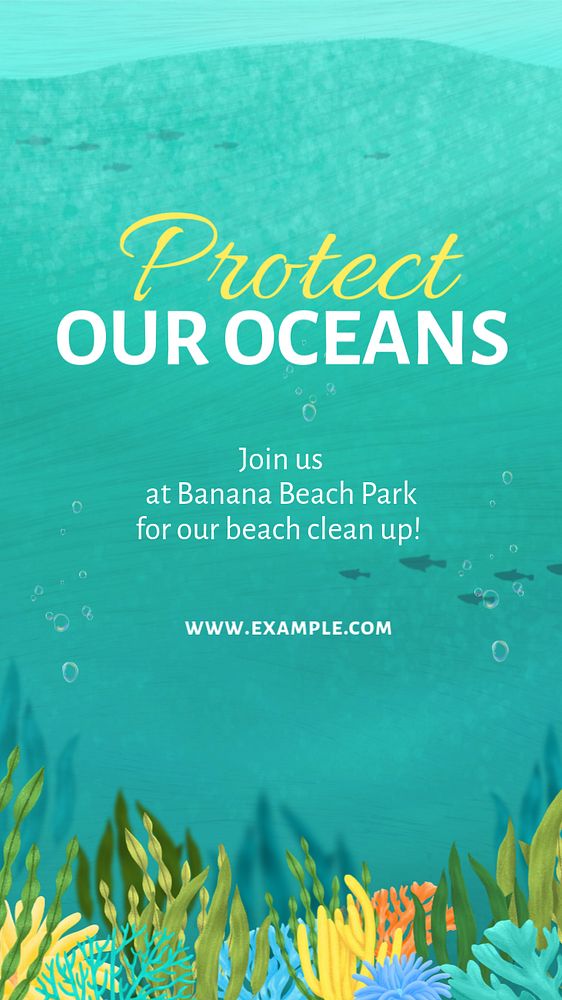 Protect oceans Instagram story template, editable aesthetic paint remix 