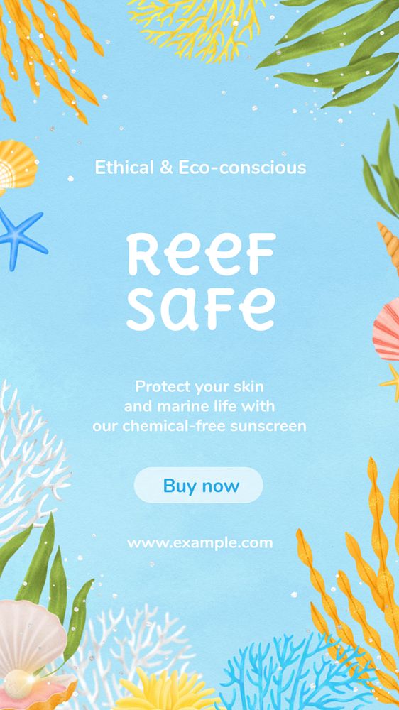 Reef safe Instagram story template, editable aesthetic paint remix 