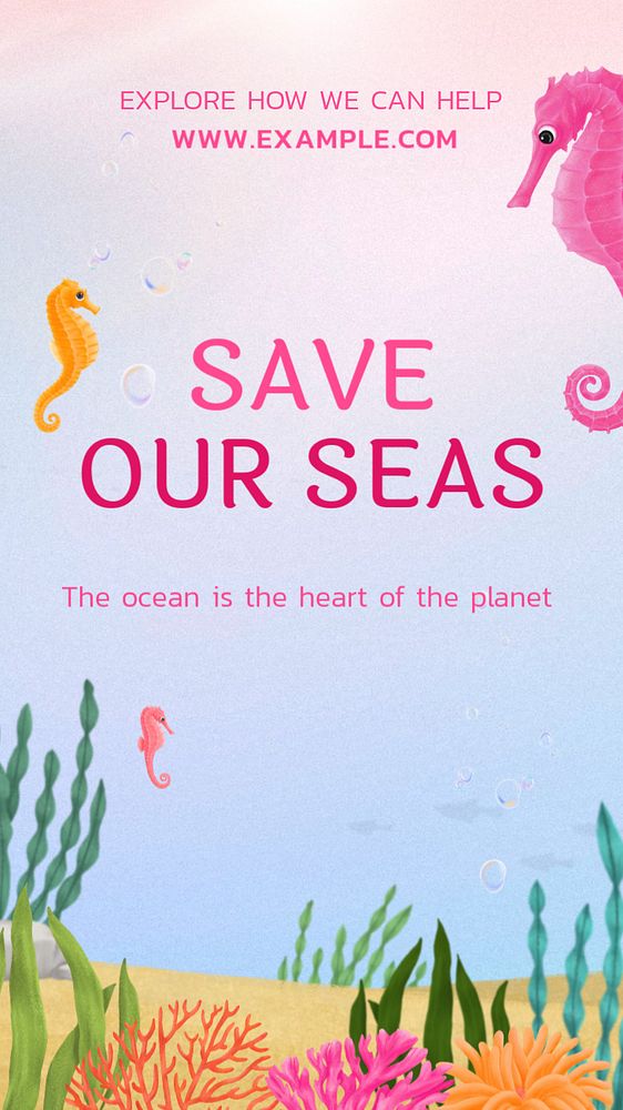 Save our seas Instagram story template, editable aesthetic paint remix 