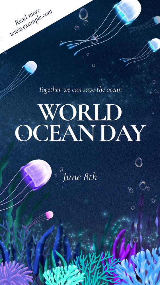 World ocean day Instagram story template, editable aesthetic paint remix 