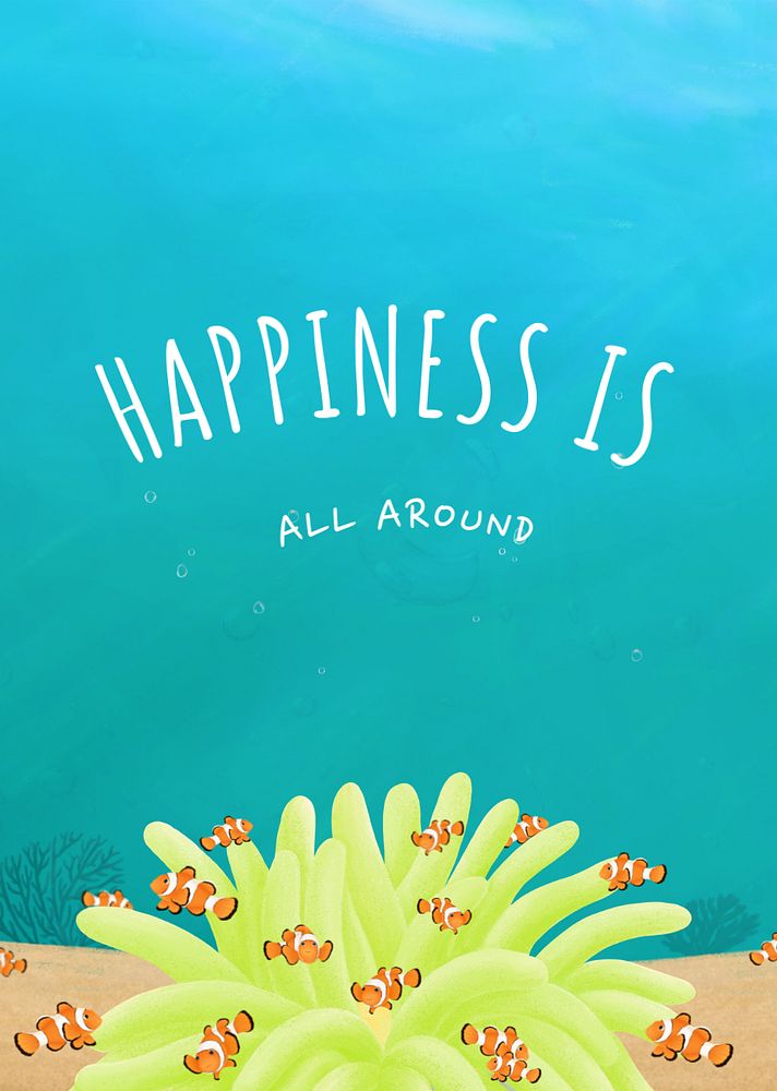 Happiness quote poster template, customizable aesthetic paint remix 