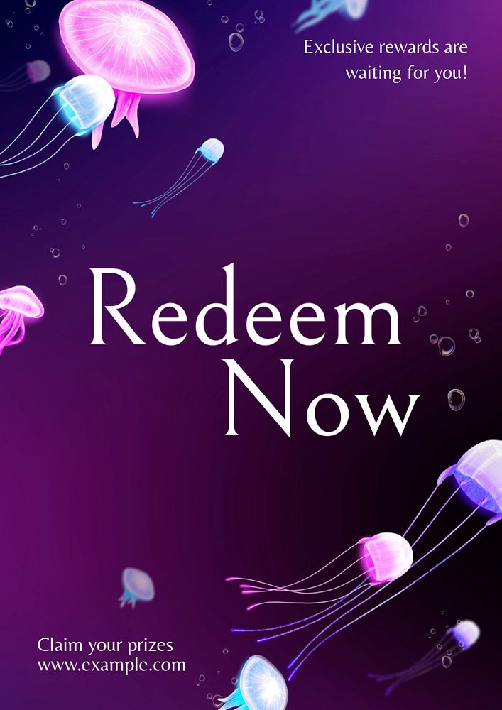 Redeem now poster template, customizable aesthetic paint remix 