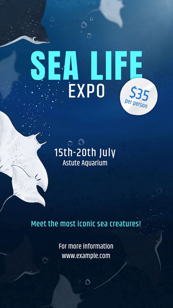 Sea life expo Instagram story template, editable aesthetic paint remix 