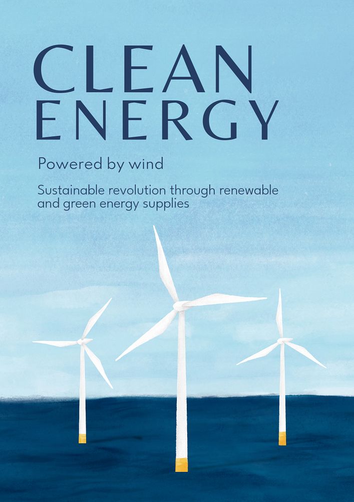 Clean energy poster template, customizable aesthetic paint remix 