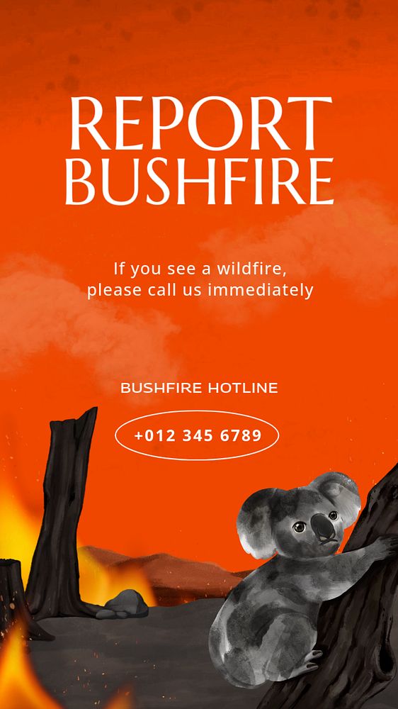 Report bushfire Instagram story template, editable aesthetic paint remix 