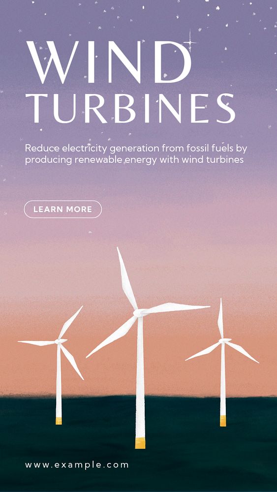 Wind turbines Instagram story template, editable aesthetic paint remix 