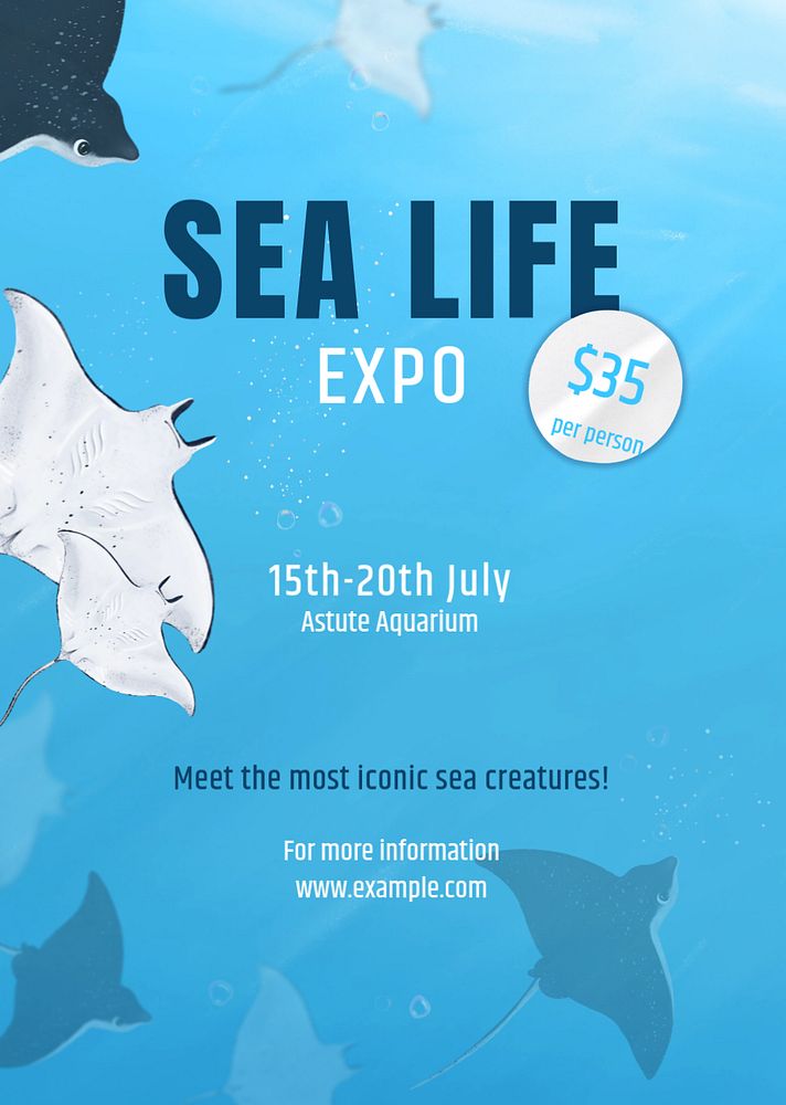 Sea life expo poster template, customizable aesthetic paint remix 