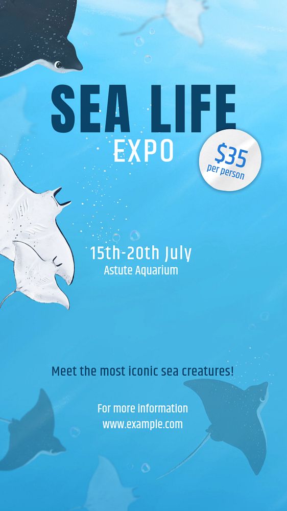 Sea life expo Instagram story template, editable aesthetic paint remix 