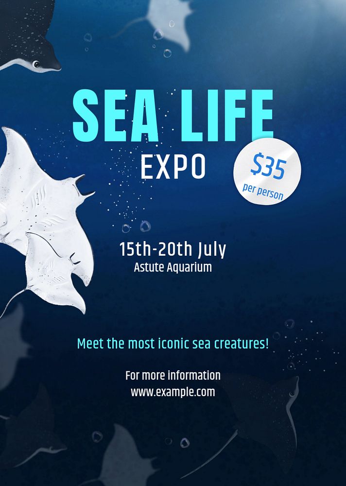 Sea life expo poster template, customizable aesthetic paint remix 