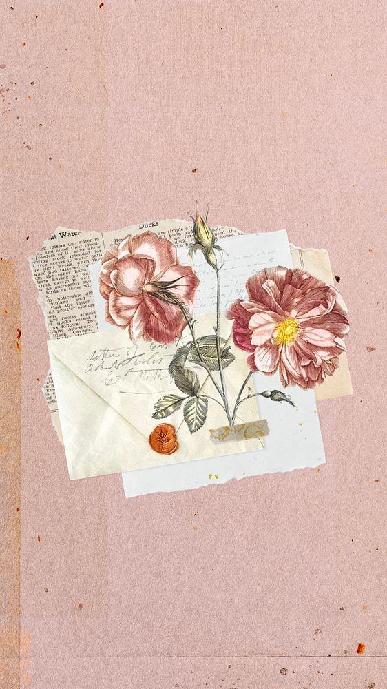 Vintage flower, editable collage remix design