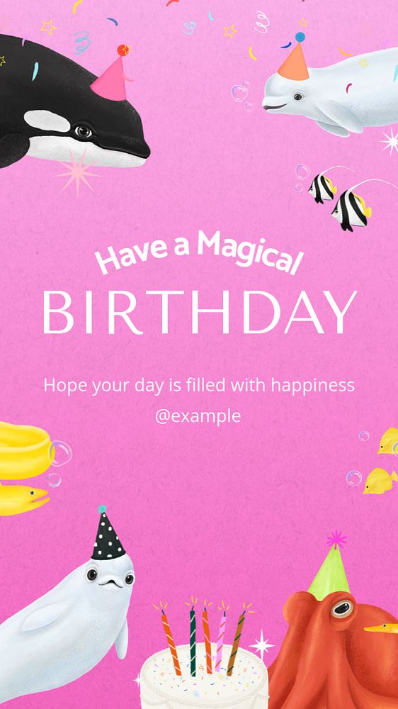 Magical birthday Instagram story template, editable aesthetic paint remix 