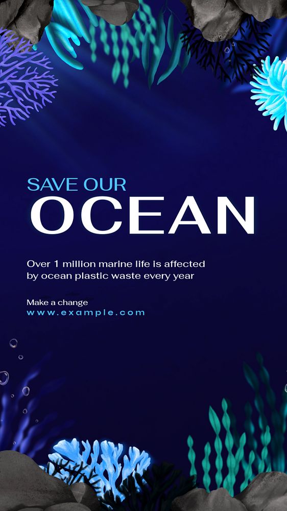 Save oceans Instagram story template, editable aesthetic paint remix 