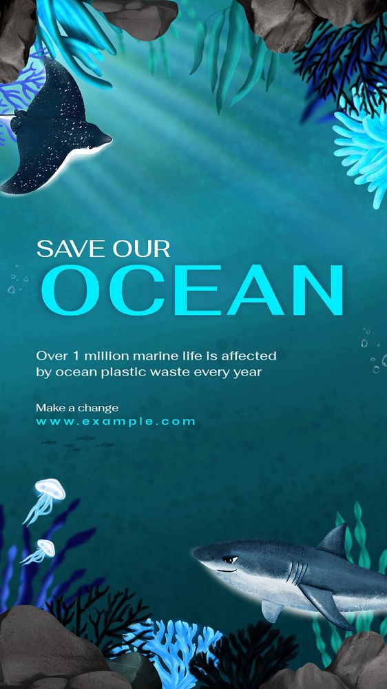 Save oceans Instagram story template, editable aesthetic paint remix 