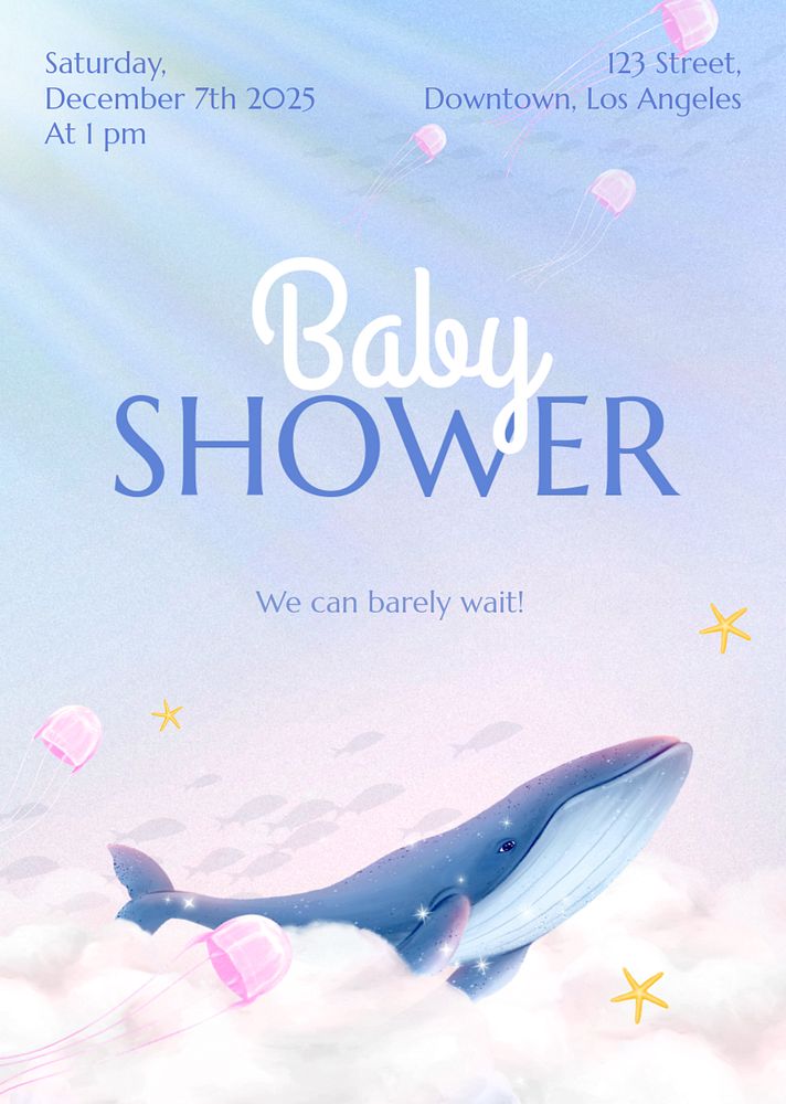 Baby shower poster template, customizable aesthetic paint remix 