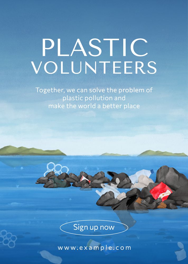 Plastic volunteers poster template, customizable aesthetic paint remix 