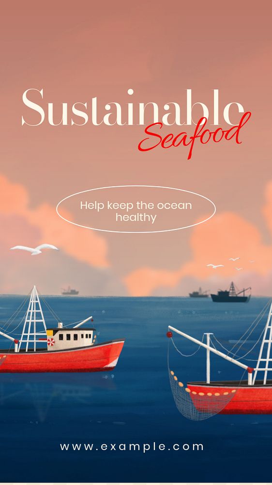 Sustainable seafood Instagram story template, editable aesthetic paint remix 