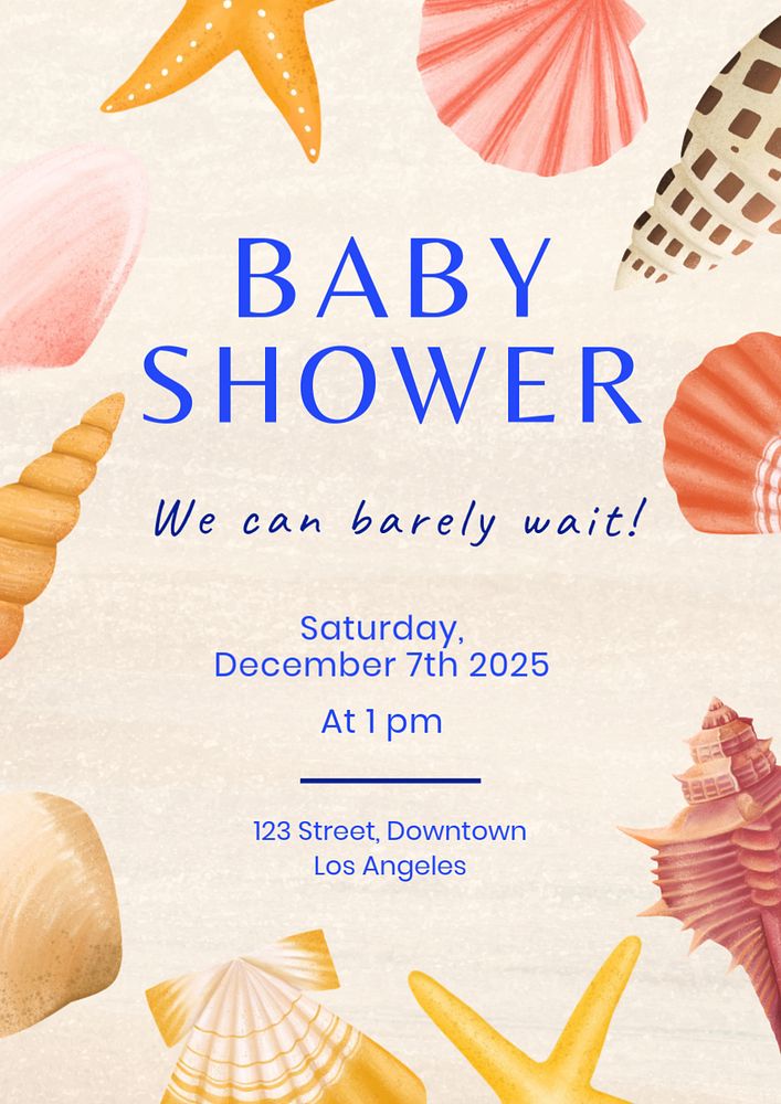 Baby shower poster template, customizable aesthetic paint remix 