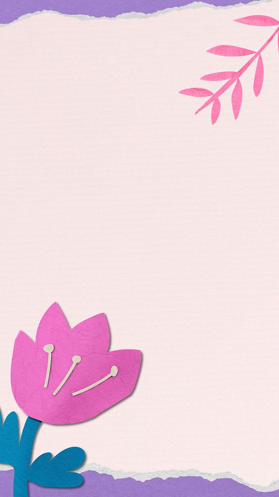 Pink tulip, paper iPhone wallpaper, editable remix background