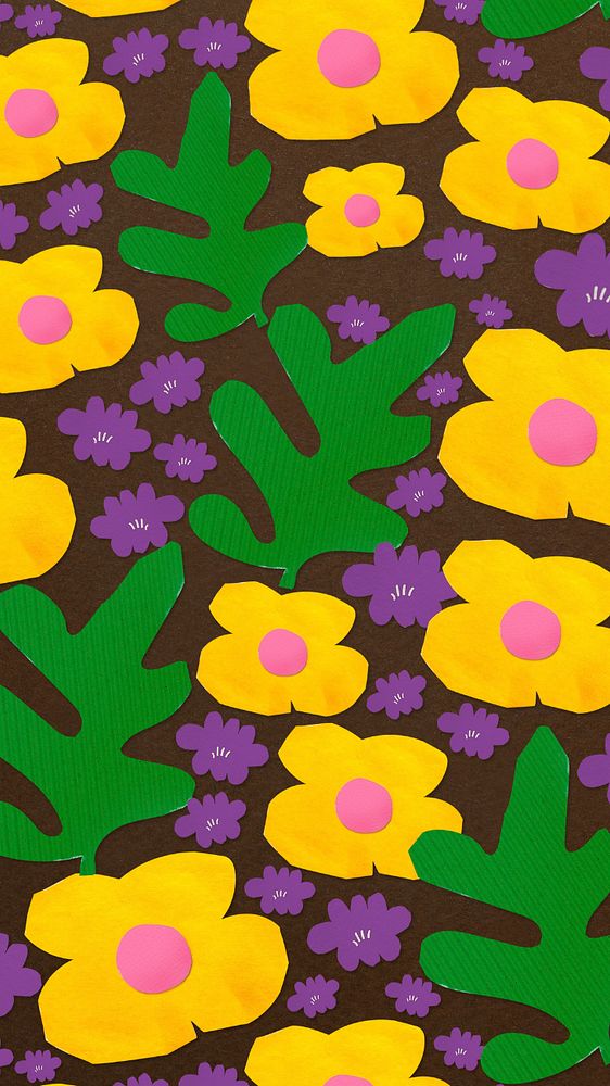 Botanical flower pattern iPhone wallpaper, editable remix background