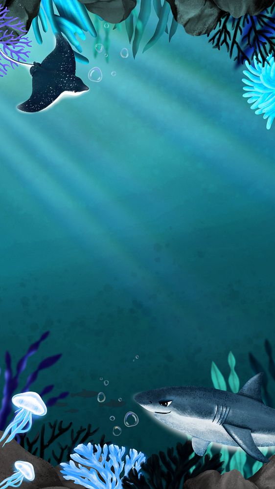 Under the sea iPhone wallpaper, editable illustration background