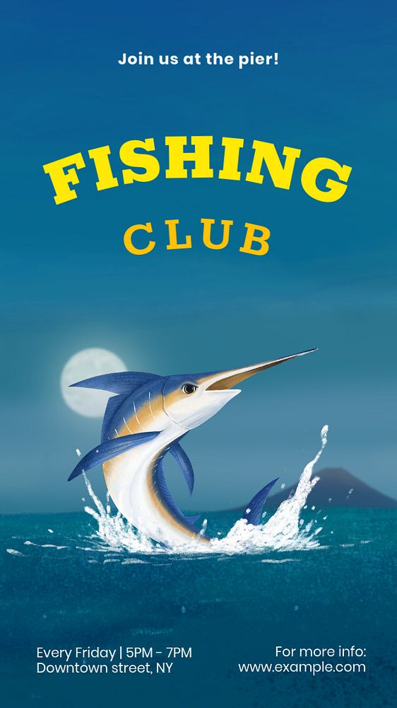 Fishing club Instagram story template, editable aesthetic paint remix 