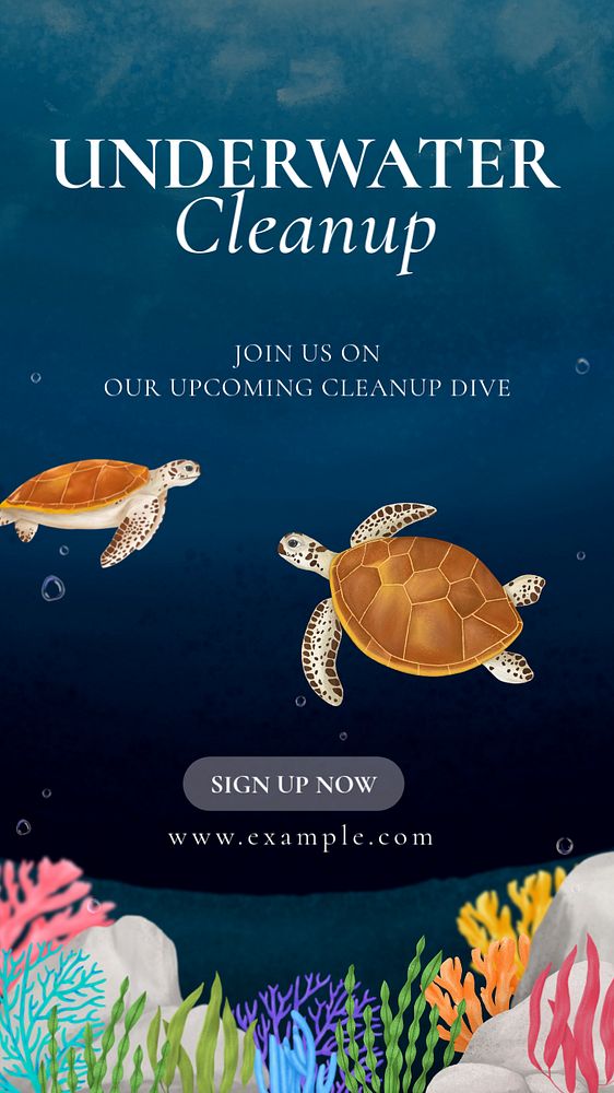 Underwater cleanup Instagram story template, editable aesthetic paint remix 