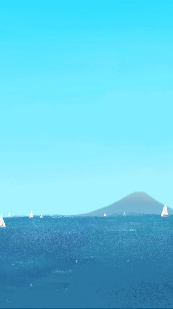 Sailboats at sea iPhone wallpaper, editable illustration background