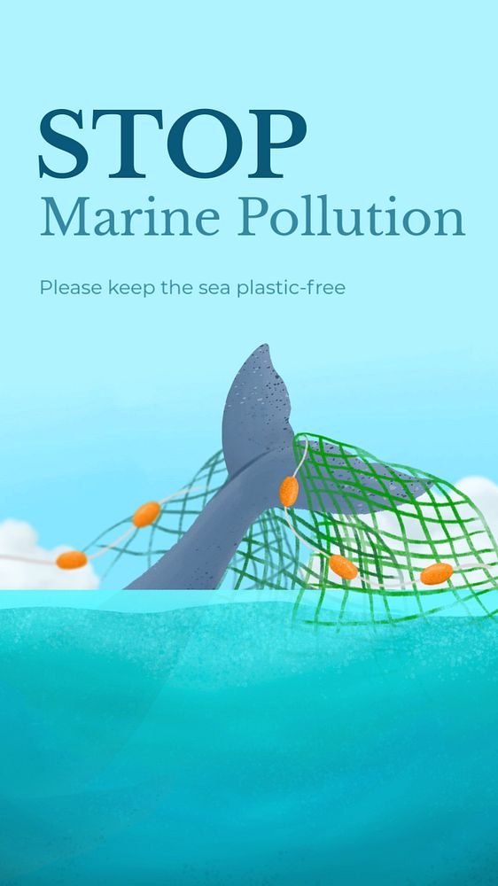 Marine pollution Instagram story template, editable aesthetic paint remix 