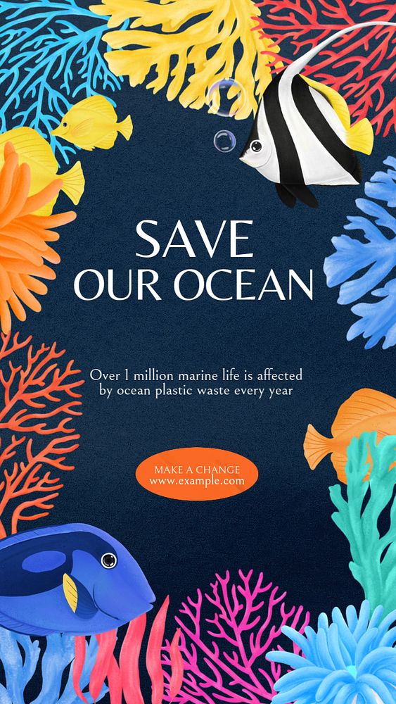 Save oceans Instagram story template, editable aesthetic paint remix 