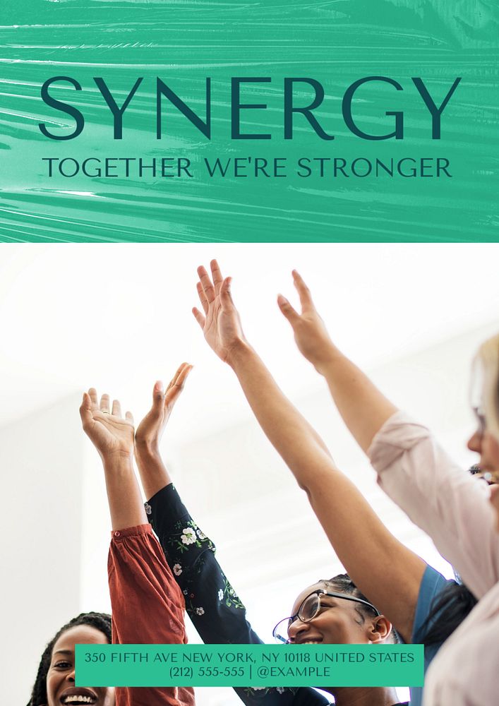 Synergy work team business poster template, customizable design & text