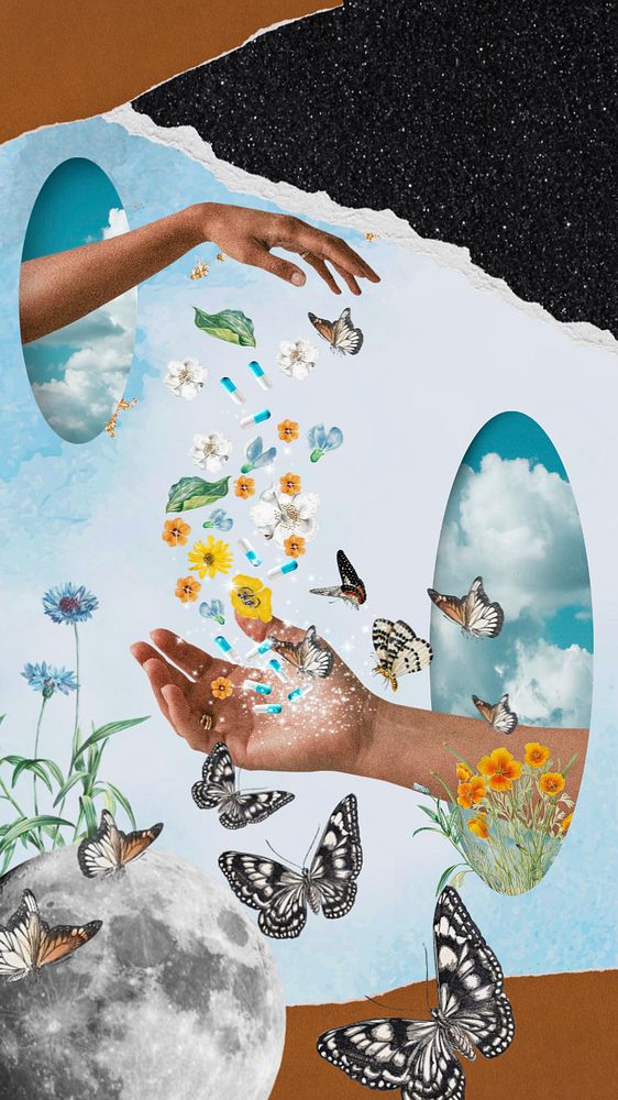 Mental health iPhone wallpaper, surreal | Premium Collage Maker - rawpixel