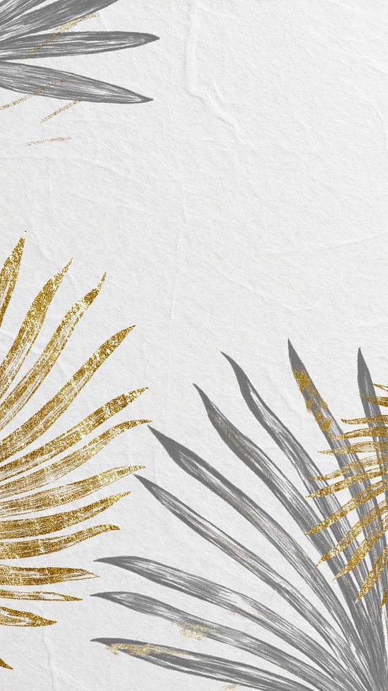 Palm leaf border iPhone wallpaper, white botanical background, editable design