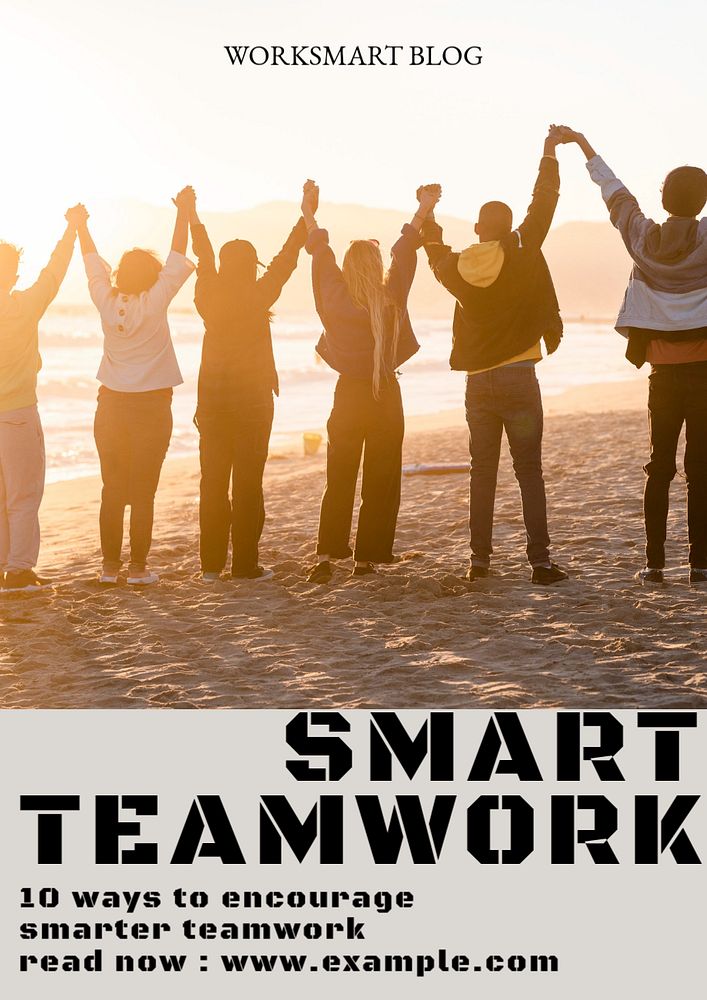 Smart teamwork poster template, customizable design & text