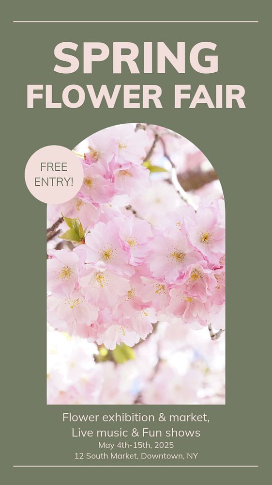 Spring flower fair Instagram story, editable social media design