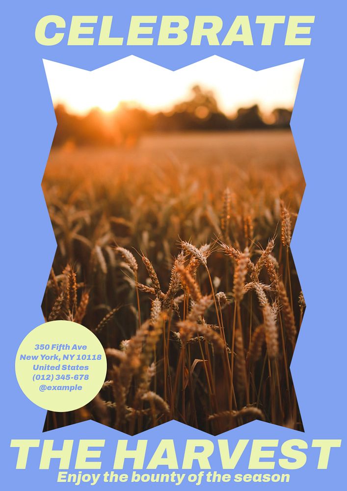 Harvest farm agriculture poster template, customizable design & text