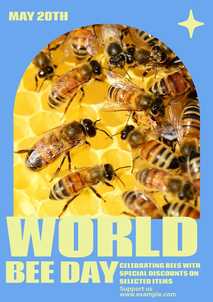 World Bee Day poster template, customizable design & text