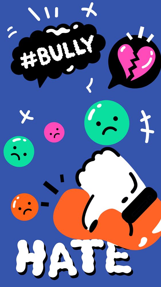 Bullying illustration mobile wallpaper, editable colorful design