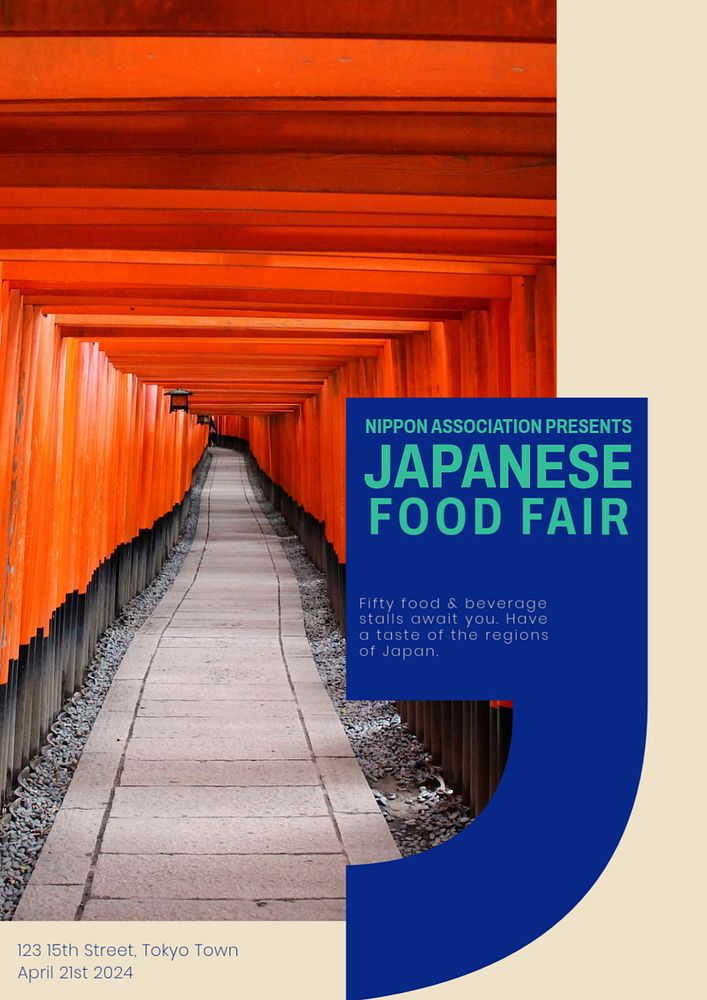 Japanese food fair poster template, customizable design & text