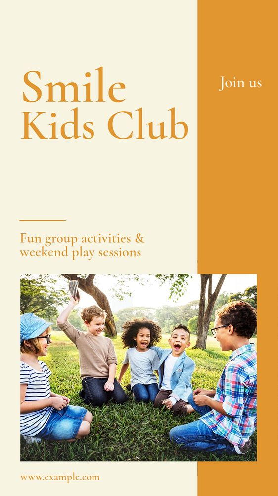 Smile kids club Instagram story template, editable social media design