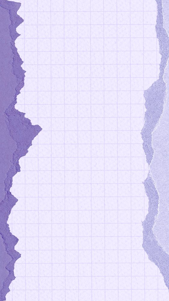 Editable purple grid paper, ripped border collage design