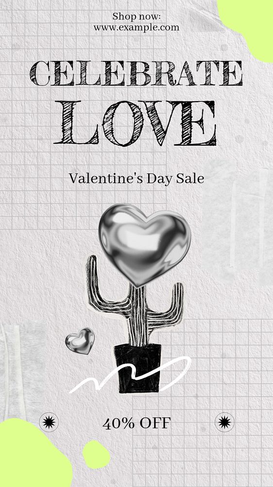 Valentine's promotion Pinterest pin template, editable design