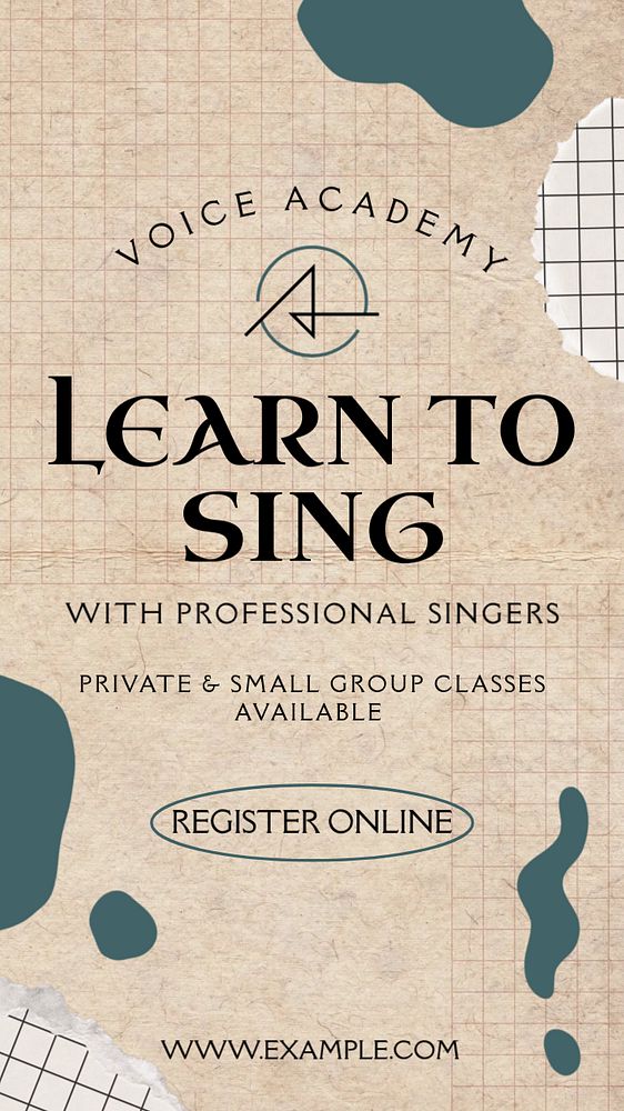 Singing class Pinterest pin template, editable design