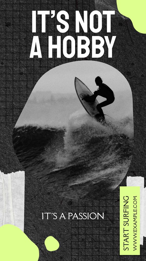 Surfing passion Pinterest pin template, editable design