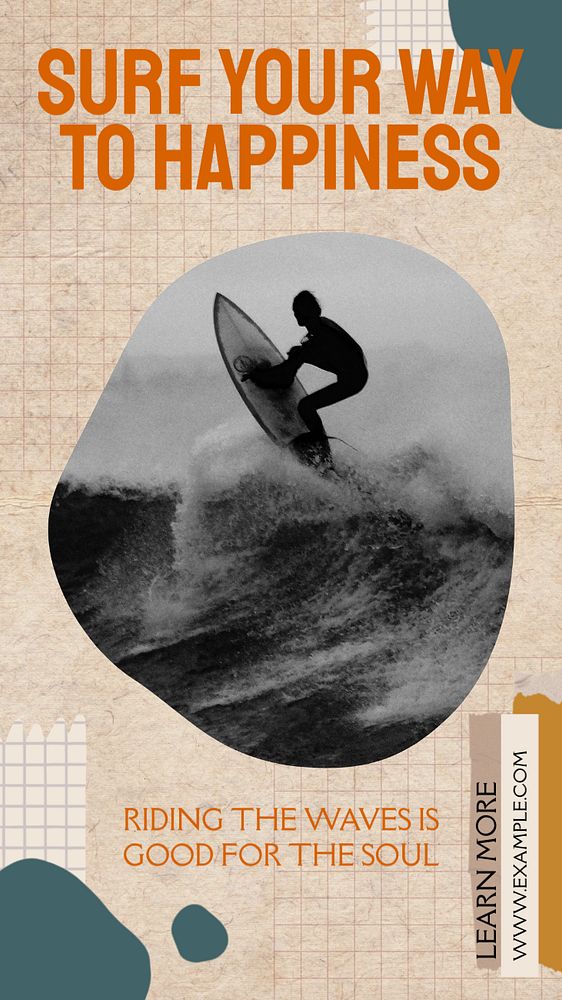 Surfing quote Pinterest pin template, editable design