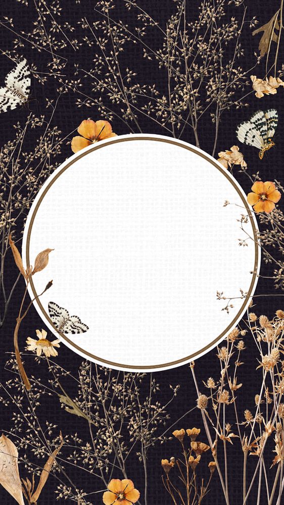 Autumn flower frame phone wallpaper, editable design