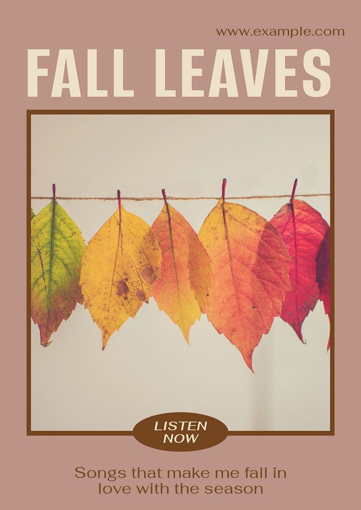 Fall playlist poster template, customizable design & text