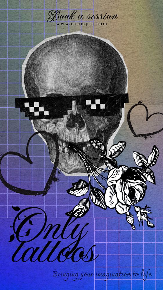 Tattoo shop Pinterest pin template, editable design